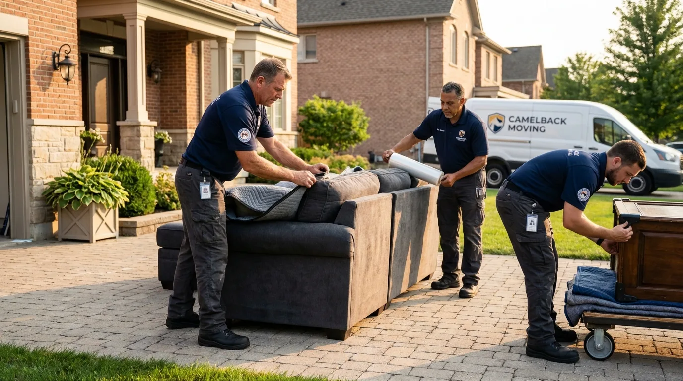 Large estate moving crew wrapping furniture in Elroy, WI